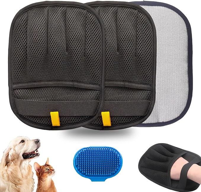 2PCS Pet Hair Remover, Electrostatic Pet Hair Removal Gloves, Reusable Cat & Dog Hair Remover for Couch, Furniture, Carpet, Curtain, Upgraded Animal Fur Removal Tool, Cat Grooming Gloves-PurrikoPets