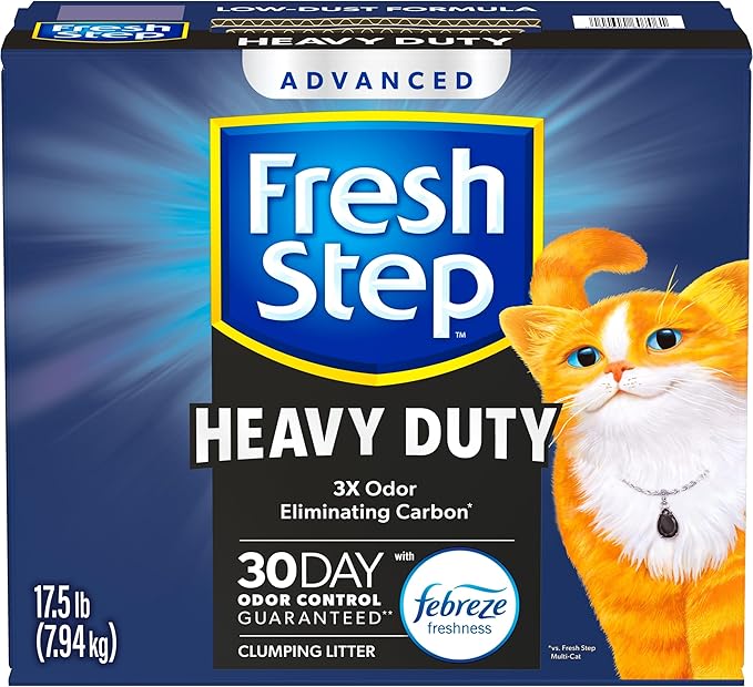 Fresh Step Clumping Cat Litter, Heavy Duty Advanced, Long Lasting 30-Day Odor Control with Odor Eliminating Carbon, 17.5 lb-PurrikoPets