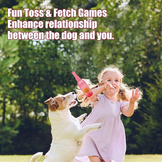 Dog Squeaky Chew Toy,Floating TPR Water Bottle Toys-Small Medium Large Breeds - Training Fetch -Indoor Outdoor Pool Beach Blue M-PurrikoPets