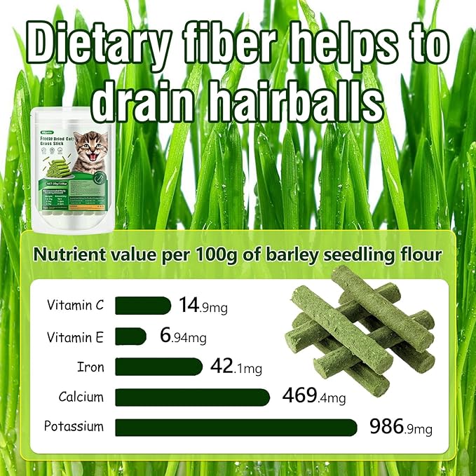 30g Cat Grass Sticks, Delicious Cat Grass Teething Stick Edible Cats Chew Toy Cat Treats Snack for Teeth Cleaning and Hairball Removal-PurrikoPets