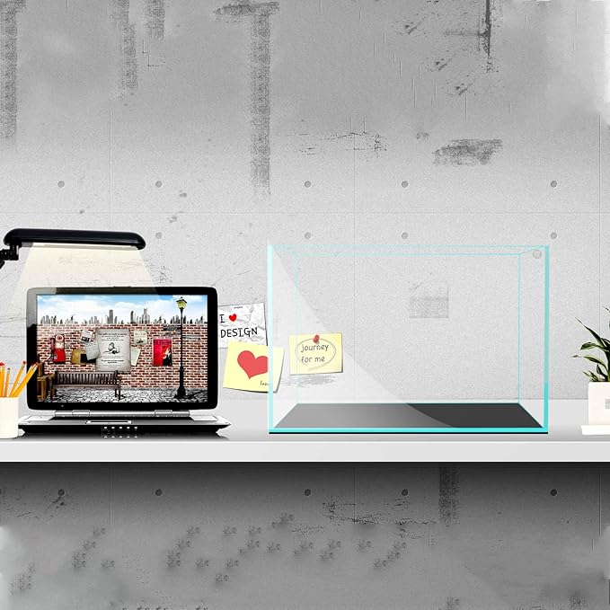 Fzone 10 Gal Rimless Low Iron Fish Tank Nova Clear Ultra-White 45° Mitered Edges Translucent Glass Anata Series Aquarium w/Black Foam Leveling Mat(S45-W30)-PurrikoPets