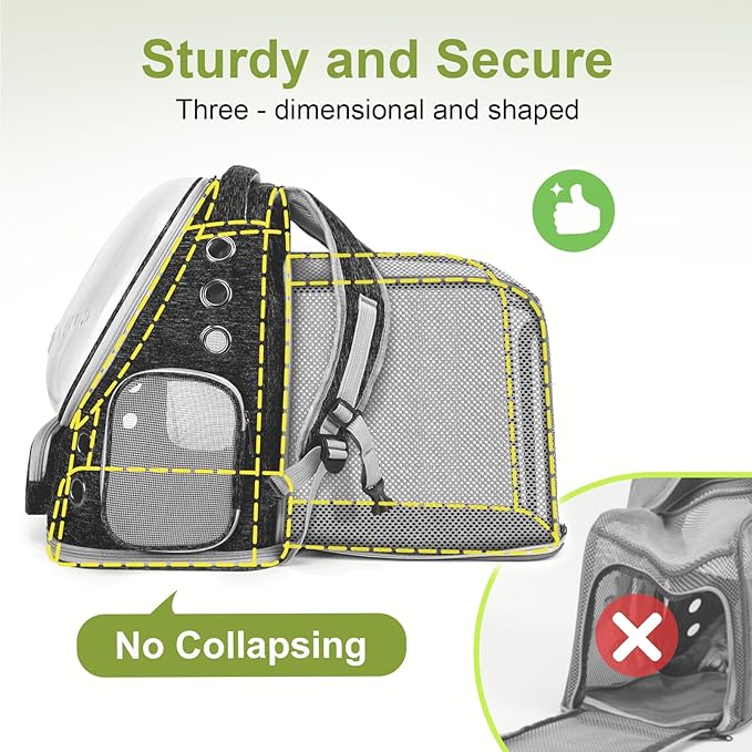 Expandable Cat Backpack,Cat Bubble Backpack Carrier for Carrying Cats, Pets and Small Dogs,Airline-Approved,Designed for Travel, Hiking, Walking,Car （Black-PurrikoPets