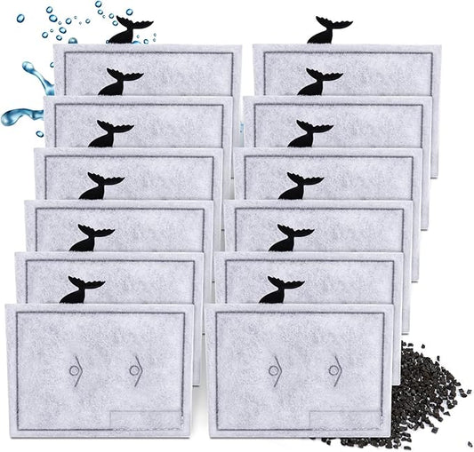 12 Packs Small Filters Cartridges Compatible with Aqueon Small Filter Carbon Filter Cartridge Compatible with Aqueon QuietFlow E Internal Power Filter 10 and 1/2.5/5 Gallon Minibow Aquarium Filters-PurrikoPets