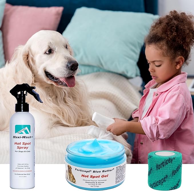 Forticept Maxi-Wash Hot Spot Spray Treatment, Wound Care & Itch Relief Spray for Dogs and Cats. Relives Scratching, Rashes, Sores, Itchy Skin and Paw Licking 8 oz-PurrikoPets