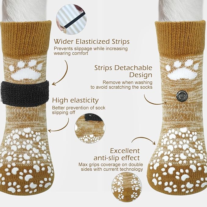 EXPAWLORER Anti Slip Dog Socks to Prevent Licking Paws, Dog Shoes for Hot Pavement, Dog Booties for Small Medium Large Senior Dogs, Traction Control Dog Boots & Paw Protectors for Hardwood Floors-PurrikoPets