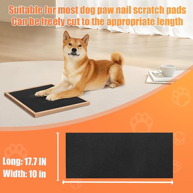 6 PCS Pet Nail Self Adhesive Replacement Emery Paper Fits Most Dog Scratch Pad Cat Litter Box DIY on The Places Where Pets Like to Scratch (10in*17.7in, Black)-PurrikoPets