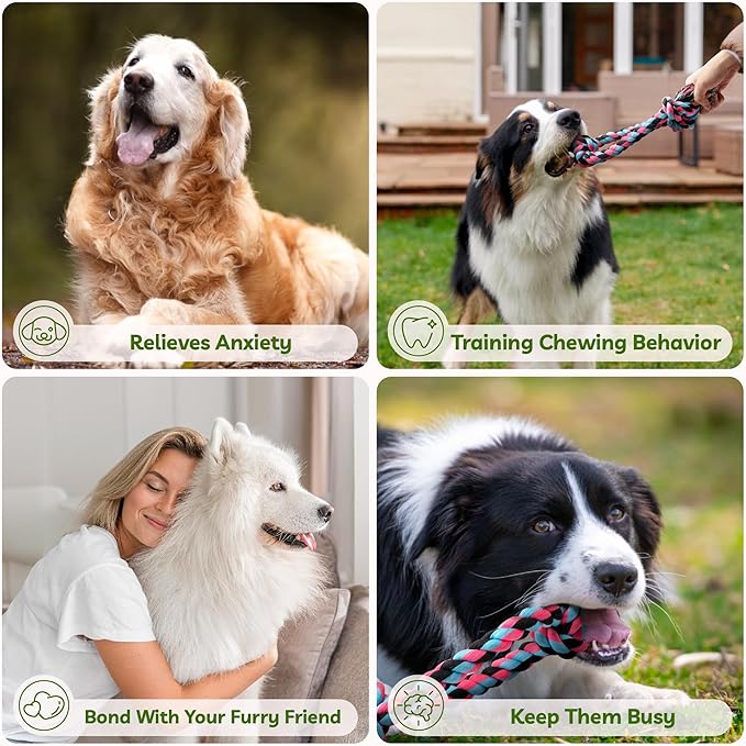 Dog Rope Toy for Large Dogs, Heavy Duty Chew Toys for Aggressive Chewers, Indestructible Durable Cotton Tug of War Rope Toys for Medium to Large Breed Teeth Cleaning-PurrikoPets