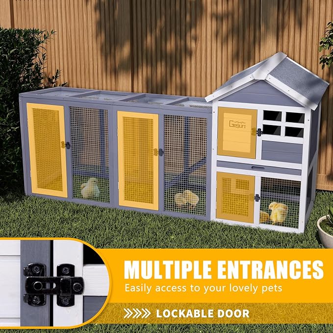 GEGURI Large Rabbit Hutch Indoor Outdoor Chicken Coop Wooden Bunny Cage with Waterproof Roof-PurrikoPets