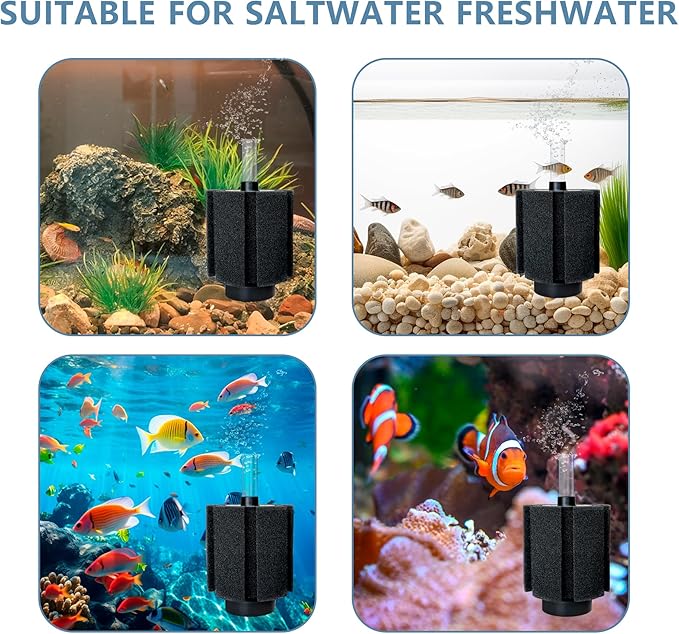 4 Pack 70-80 Gal Aquarium Sponge Filter with Air Stone and Ceramic Filter Media Quiet Fish Tank Filters for Breeding Fry Betta Shrimp Fish Tank with Accessories-PurrikoPets