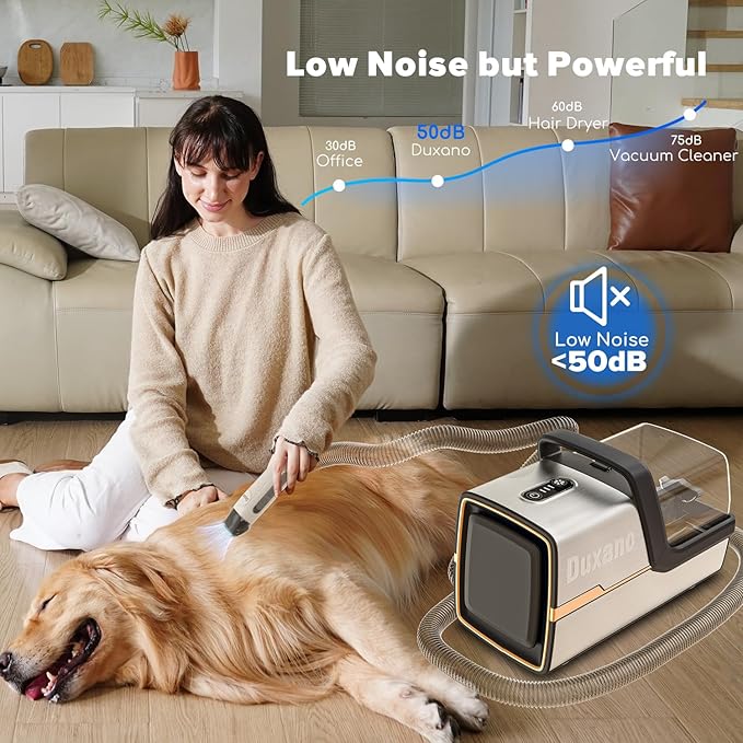 Dog Grooming Kit & Dog Hair Vacuum,15000 Pa Powerful Suction, Pet Grooming Vacuum Removes 99% Pet Hair, Includes Clippers, Brush, Nail Trimmer Grinder, Stainless Steel-PurrikoPets