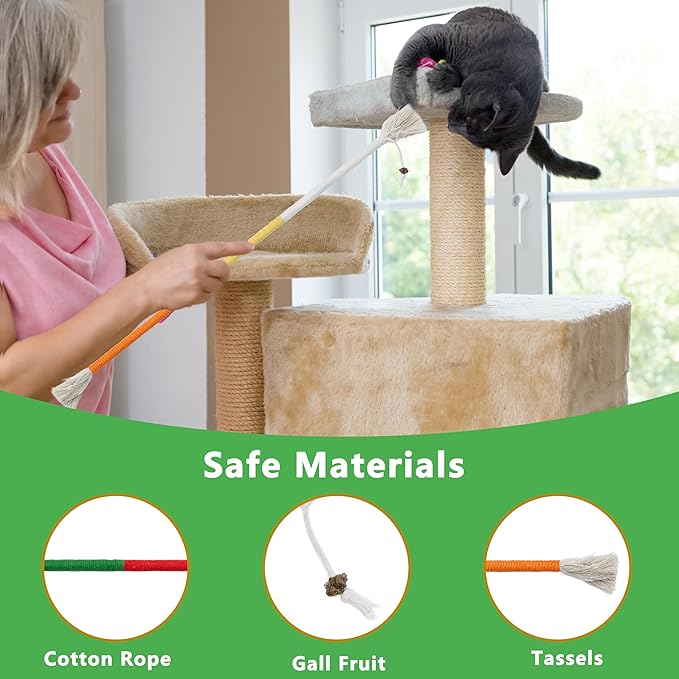 3pcs Safe Cat Rope Toy,Teeth Clean Toy for Cat, Cat Chew Toys for Indoor Cat,Kitten Interactive Toys-PurrikoPets