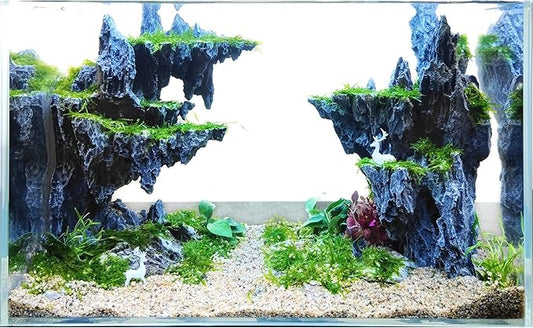 Fish Tank Decor Rocks.Aquarium Decoration Model.Easy and Quick Solution for Aquascaping.(Sky City)-PurrikoPets