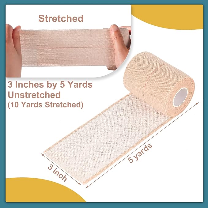 4 Rolls Elastic Tape Adhesive Elastic Tape Self Adhesive Bandage Wrap Flexible Stretch Bandages for Sports Ankle, Knee and Wrist Sprains Animal Pets, 5 Yard (3 Inch in Width)-PurrikoPets