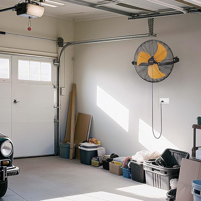 18 Inch Wall Mount Fan, Extended 6.6ft Power Cord, 360° Tilt Adjustment, 3-Speed, IP44 Industrial Commercial Wall Mounted Fan for Greenhouse, Garage, Workshop, Covered Patio, 2 Packs-PurrikoPets