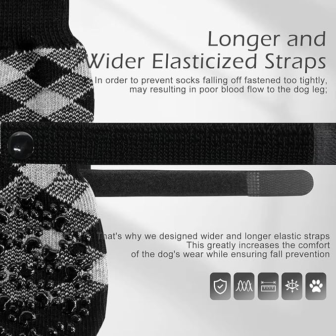 EXPAWLORER Anti Slip Dog Socks to Prevent Licking Paws, Dog Shoes for Hot Pavement, Dog Booties for Small Medium Large Senior Dogs, Traction Control Boots & Paw Protectors for Hardwood Floors-PurrikoPets