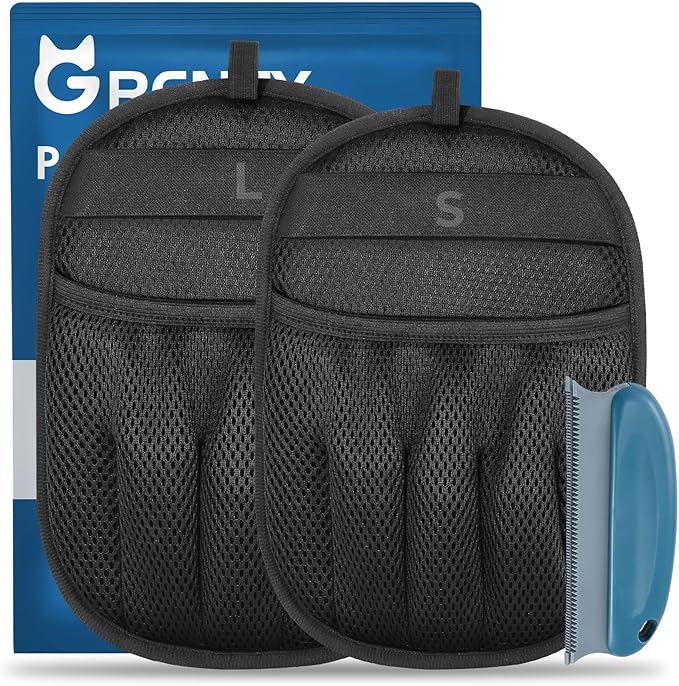 2Pcs Pet Hair Removal Gloves Kit (2 Sizes) for Dogs & Cats, 2025 Newly Upgraded Five-Finger Electrostatic Pet Hair Gloves, Reusable Pet Hair Remover Tools for Clothing, Carpet, Sofa Gaps, Car Seat-PurrikoPets