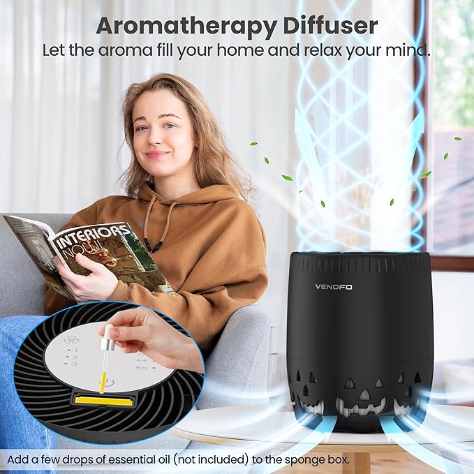 Air Purifiers for Home Bedroom up to 1076ft², True HEPA Air Filters Dust Pets Smoke Hair, 3 Fan Speeds Quiet, Timer Settings, Rechargeable Air Cleaner Office, Bedroom, Pets, Car(Black)-PurrikoPets