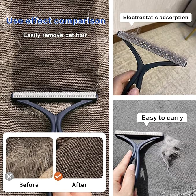 3-Pack Pet Hair Removal Tool,Dog Cat Hair Remover,Lint Shaver Cleaner Pro,Fur Removal Tool,Portable Carpet Scraper,Carpet Rake,Pet Hair Brush for Carpet,Clothes,Car Mats,Couch,Pet Bed,Furniture-PurrikoPets