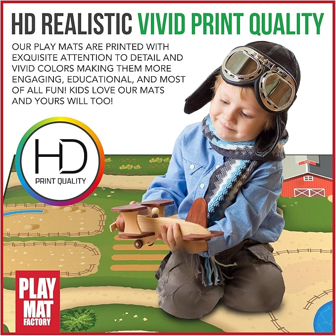 Farm Play Mat for Farm Toys | Foldable Solution |Large Size 57” x 57” | Farm Animals | Tractor Play| Activity Mat | by Play Mat Factory-PurrikoPets