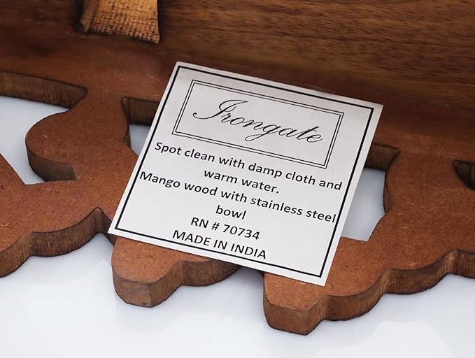 Elevated Pet Feeder for Dogs and Cats - Hand Carved Wood Bones Raised Dog Bowl Stand - Pet Feeding Stand with Two Steel Bowls - Raised Dog Bowl for Food Water - Pet Feeding Station -17x11x4- IRONGATE-PurrikoPets