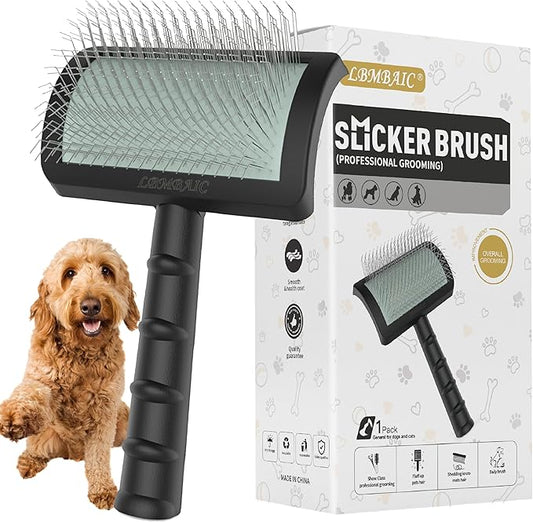 Dog Slicker Brush for Poodles,Doodles,Goldendoodles Grooming Fluffy Shedding Tangles Mats Knots Easy and Quick Best Dog Slicker Brush for Long Thick Curly Coat Labradoodles Dematting.25mm(1'')-PurrikoPets