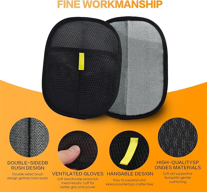 5pc Pet Hair Removal Gloves, Reusable Cats & Dogs Pet Hair Removal Tool,Efficient Pet Hair Removal Electrostatic Gloves is Suitable for Clothes, Sofas, Beds and Carpets-PurrikoPets