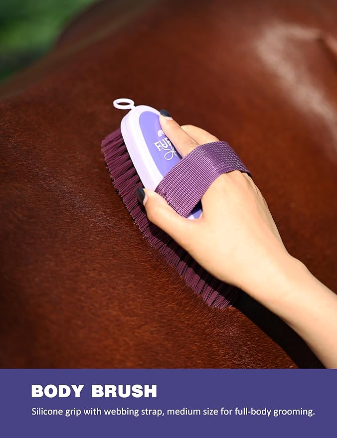 9PCS Horse Grooming Kit Curry Comb Sweat Scraper Horse Bathing Supplies Grooming Tools with Storage Bag Sugar Taro-PurrikoPets