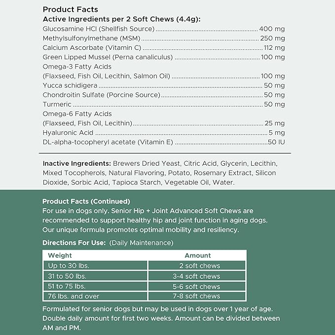 Glucosamine for Dogs Hip and Joint Supplement - 120 Senior Dogs Mobility Soft Chews - Made with Glucosamine, MSM, Chondroitin, Green Lipped Mussels and More - Made in The USA-PurrikoPets