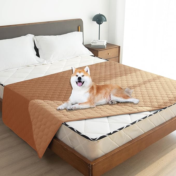 gogobunny 100% Double-Sided Waterproof Dog Bed Cover Pet Blanket Sofa Couch Furniture Protector for Puppy Large Dog Cat, Reversible (68x82 Inch (Pack of 1), Dark Pumpkin/Light Pumpkin)-PurrikoPets