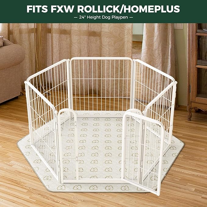 FXW Washable Pee Pads for Dogs, Puppy Pads with Super Absorbent, Specifically Designed for FXW Rollick/Homeplus 24inch 6 Panels Dog Playpen, 31" Hexagon, Khaki, 1 Pack-PurrikoPets