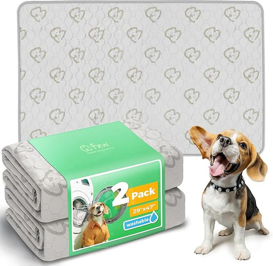 FXW Washable Pee Pads for Dogs, Puppy Pads with Super Absorbent, Specifically Designed for 48inch Cages, 47" × 29" Rectangle, Khaki, 2 Packs-PurrikoPets