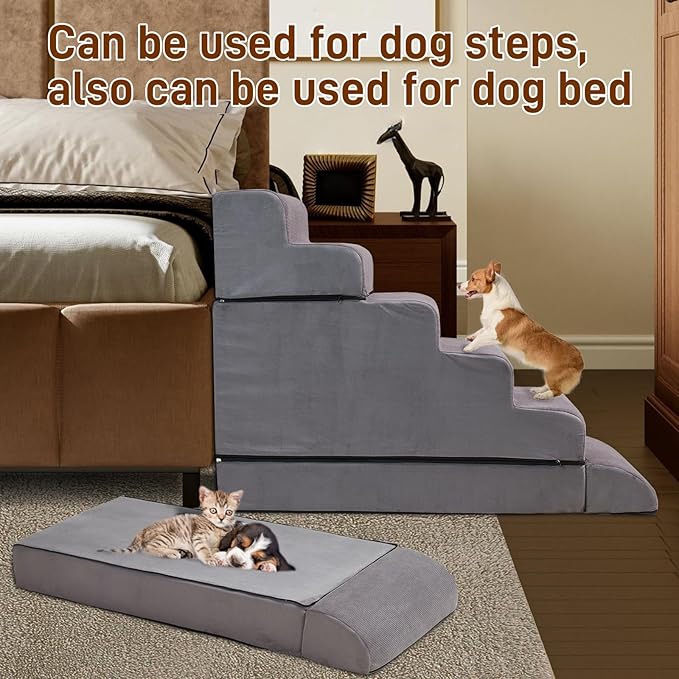 24-30inches High Dog Stairs & Steps for High Beds Tall, LitaiL 29inch 6 Steps Pet Stairs/Steps for High Beds Large Dogs, Non-Slip Dog Ramps for Small Dogs, for Older Cats-PurrikoPets