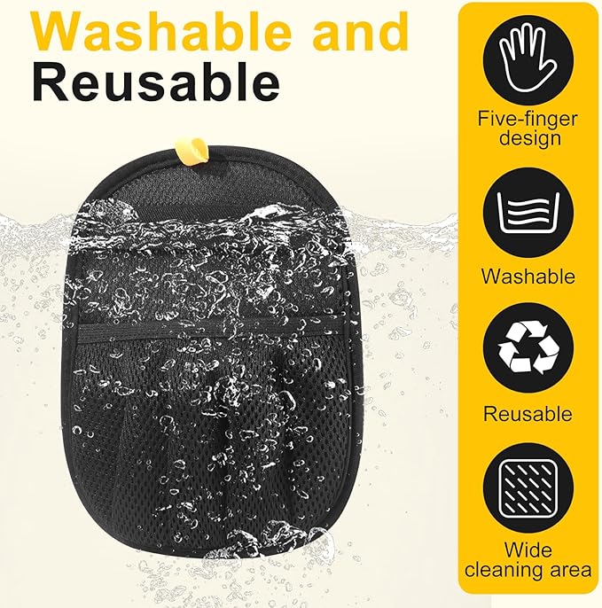 2-Pack Pet Hair Remover Gloves - Reusable Grooming Gloves for Dogs & Cats, Static Electricity Fur Removal Mitts for Furniture, Car, Clothing - Quick Dry Cleaning-PurrikoPets