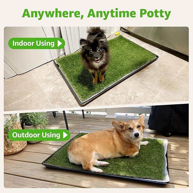 Dog Grass Large Potty Patch, Dog Litter Boxes Artificial Grass Bathroom Turf for Pet Training, Washable Puppy Pee Pad, Perfect Indoor/Outdoor Portable Potty Pet Loo-PurrikoPets