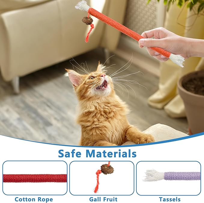 3pcs Safe Cat Rope Toy,Teeth Clean Toy for Cat, Cat Chew Toys for Indoor Cat,Kitten Interactive Toys-PurrikoPets