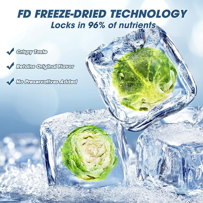 Abizoo Freeze Dried Brussels Sprouts Rabbit and Hamster Chew Treats Resealable Jar for Hamsters Bunny Guinea Pigs Groundhogs Natural Fiber Vitamin Snacks-PurrikoPets