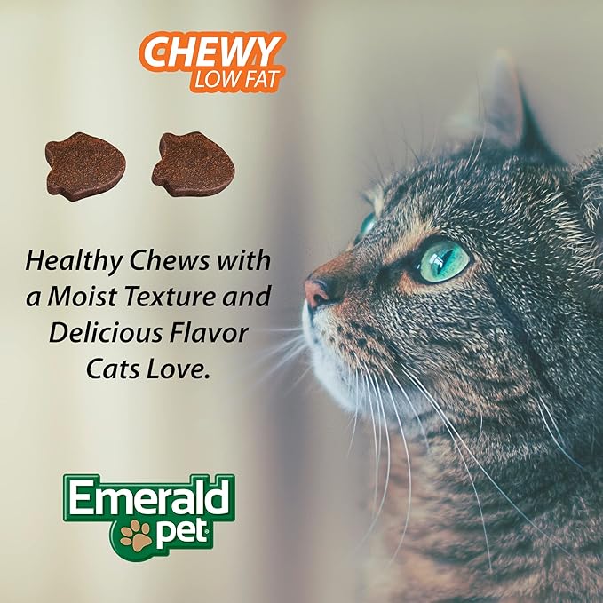 Emerald Pet Feline Health Chews Hairball Support — Natural Grain Free Feline Hairball Control Chews — Hairball Control Cat Supplements for Hairball Prevention and Elimination — Made in USA, 2.5 oz-PurrikoPets
