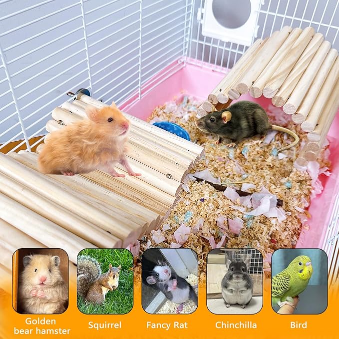 2Pcs Chinchilla Wood Ledge Hamster Wooden Flexible Platform Perch Climbing Toys Cage Accessories for Rat Mouse Sugar Glider Small Animal-PurrikoPets