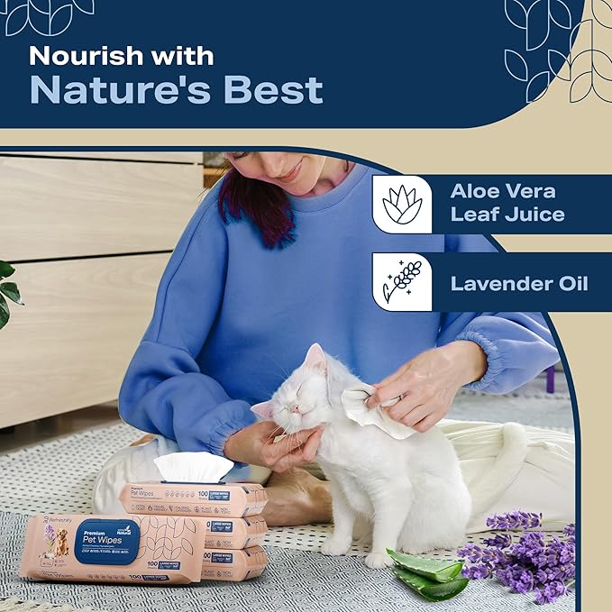 Dog Wipes for Paws and Butt - Plant Based Lavendar Scented (Pack of 400) - Pet Wipes for Dogs and Cats - Deodorizing Non Toxic Dog Wipes, +12 Additional Travel Wipes-PurrikoPets