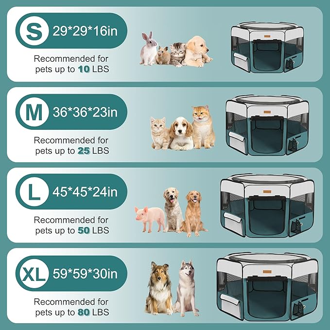 Dog Playpen, Portable Pet Play Pen for Cat, Puppies, Rabbits, Chickens, Foldable Large-Capacity Pet Tent for Indoor/Outdoor Travel Camping Blue-PurrikoPets