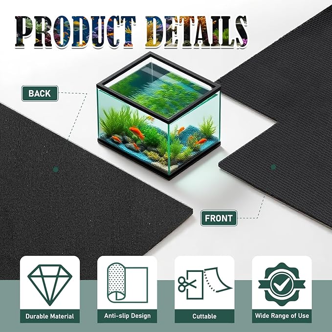 15 x 30 x 0.2 Inches Aquarium Leveling Mat 2PCS/Set Neoprene Non-Slip Shockproof Fish Tank Pad Waterproof Textured Surface for Uneven Surfaces Durable Fish Tank Mat with Easy-Cut Edges-PurrikoPets