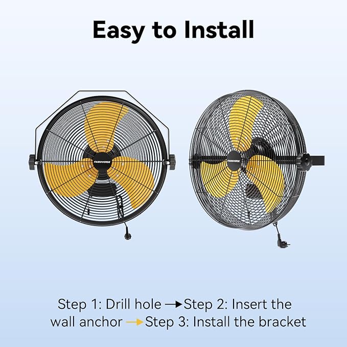 2PCS 18 Inch Wall Fan Pro Series - 4900 CFM 3 Speed High Velocity Industrial Wall Mount Fans for Commercial, Residential, Warehouse, Covered Patio, Shop, Garage, Barn, Gazebo UL Safety Listed-PurrikoPets
