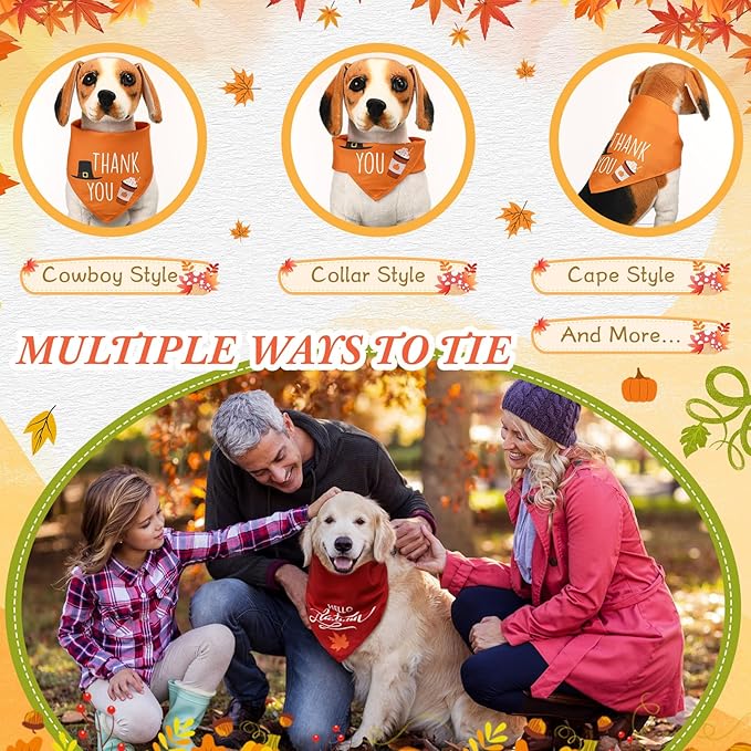 200 Pcs Fall Thanksgiving Dog Bandana Bulk with Sayings Pet Triangle Scarf Bibs Washable Puppy Kerchief Adjustable Grooming Supplies for Small Medium Large Dog Cat Costume Accessories-PurrikoPets