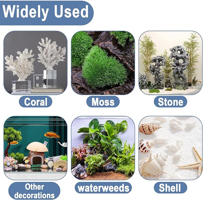 6 PCS Aquarium Glue,Aquarium Aquascape Aquatic Plants Coral Glue，Safe and Quick-Drying ，Reef Glue Suitable for Aquatic Plants, Moss, Coral, Stones, Shells，Fresh Water and Salt Water All Can Be Used-PurrikoPets