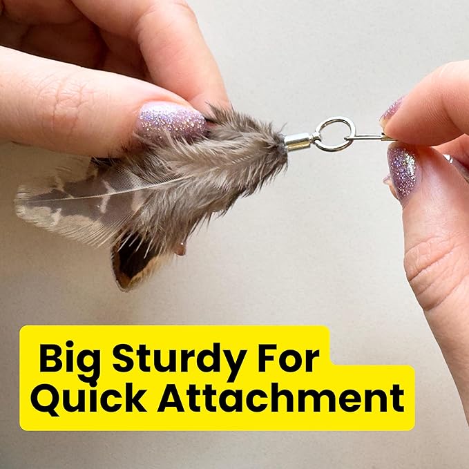 Feather Toys Replacements (3 Pc) - Cat Toys & Kitten Toys for Indoor Kittens, Set of Replacement Feather Attachments Extra Small and Durable, for Cat Wands, Natural and Safe-PurrikoPets
