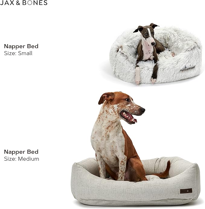 Jax & Bones Dog Napper - Machine Washable Shag Bed for Dogs - Extra Heavy Duty Bolstered Sides - Small White Dog Mat | 24 x 21 Inches-PurrikoPets