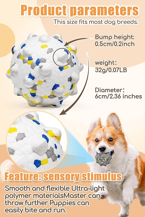 2.36'' Dog Balls for Dogs Aggressive Chewers Indestructible Tennis Durable Bouncy Interactive Dog Toy Balls for Fetch Game Floating Training(White Medium)-PurrikoPets