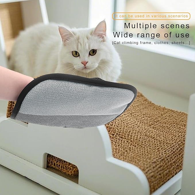 2 PCS Pet Hair Remover Glove Reusable cat and Dog Hair Remover Static dehairing Gloves for Sofas, Furniture, Carpets, car Seats, pet Grooming cat and Dog dehairing Tools-PurrikoPets