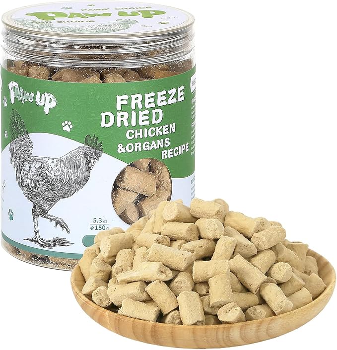 Freeze Dried Dog Treats,Chicken Breast&Organs Recipe Raw Dog Food Topper, High Protein Freeze-Dried Food for Cats, Rawhide Free, Gluten&Grain Free, 5.3oz-PurrikoPets