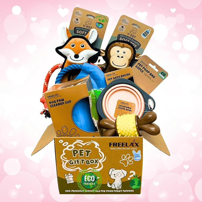 Durable Dog Chew Toys Gift Box – Eco-Friendly Teething Toys for Aggressive Chewers, Plush & Squeaky Toys, Toothbrush, Ideal Gift Basket for Medium & Large Dogs-PurrikoPets